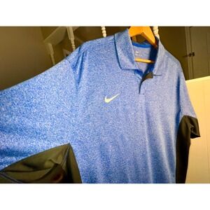 Men's Nike XL DRI-FIT polyester color is Blue & Black color block in EUC #golf